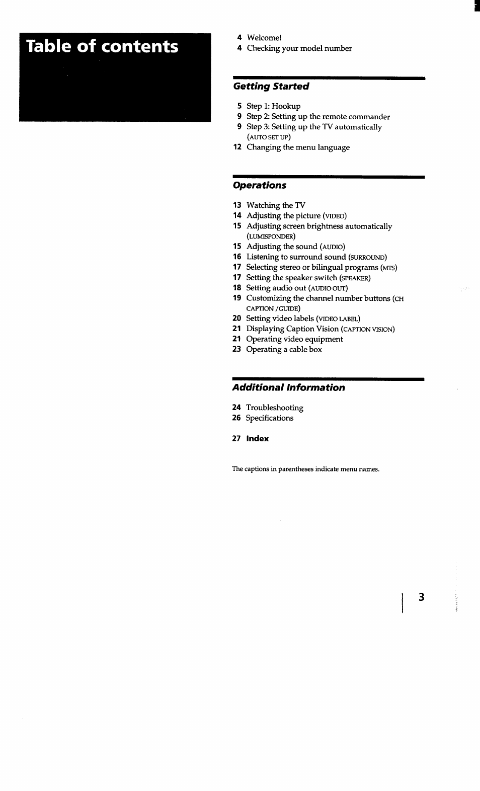 Sony KV-27S10 User Manual | Page 3 / 27