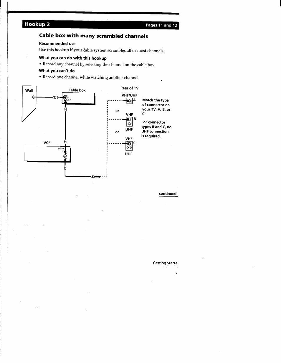 Cable box with many scrambled channels, Hookup 2 | Sony SLV-677HF User Manual | Page 11 / 53