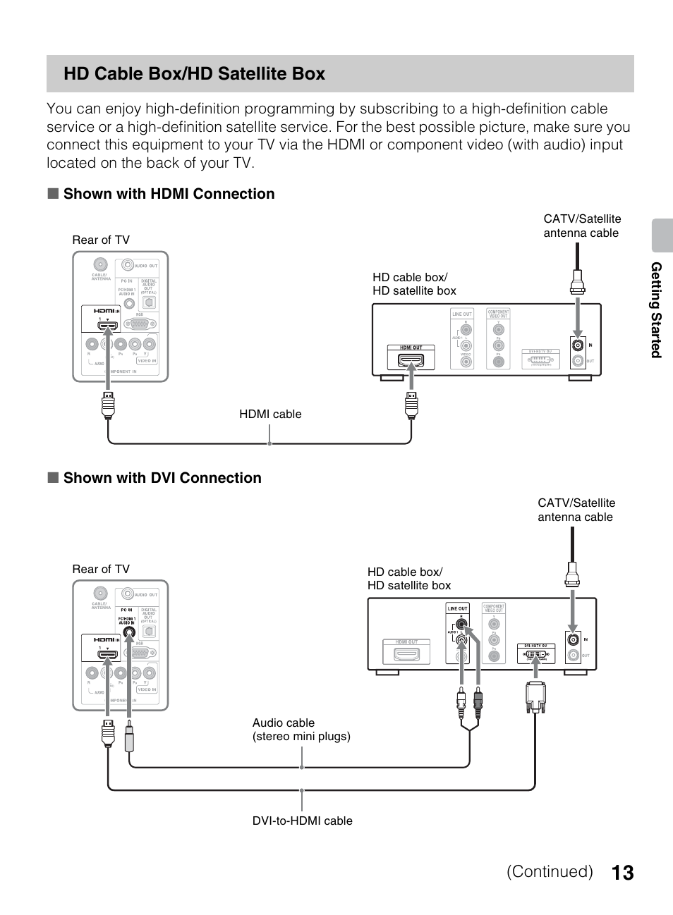Hd cable box/hd satellite box, Continued) | Sony KDL-42EX440 User Manual | Page 13 / 76