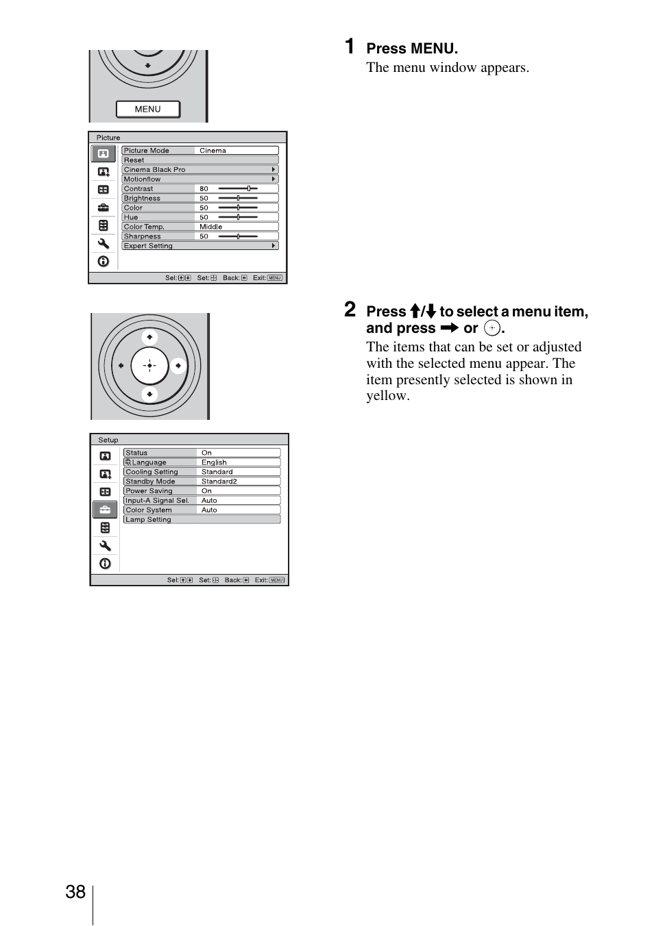 Sony VPL-VW200 User Manual | Page 38 / 88