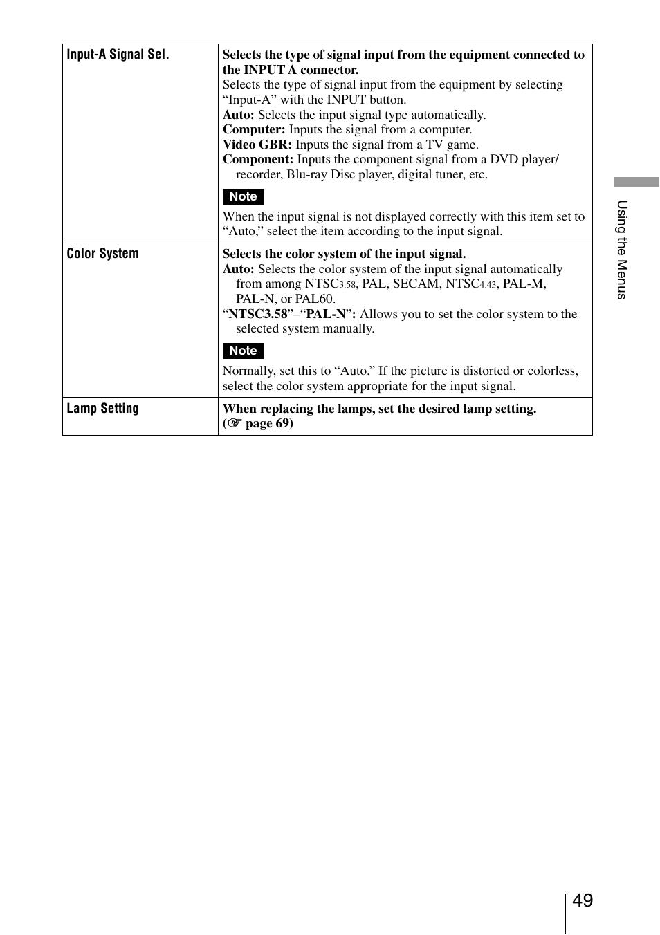 Sony VPL-VW200 User Manual | Page 49 / 88
