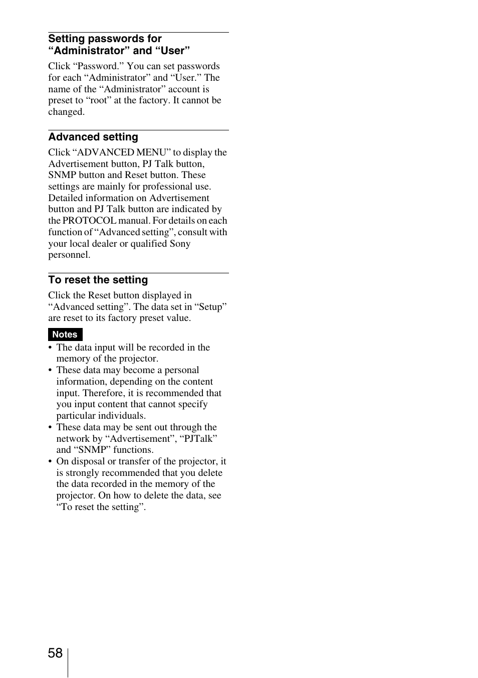 Sony VPL-VW200 User Manual | Page 58 / 88