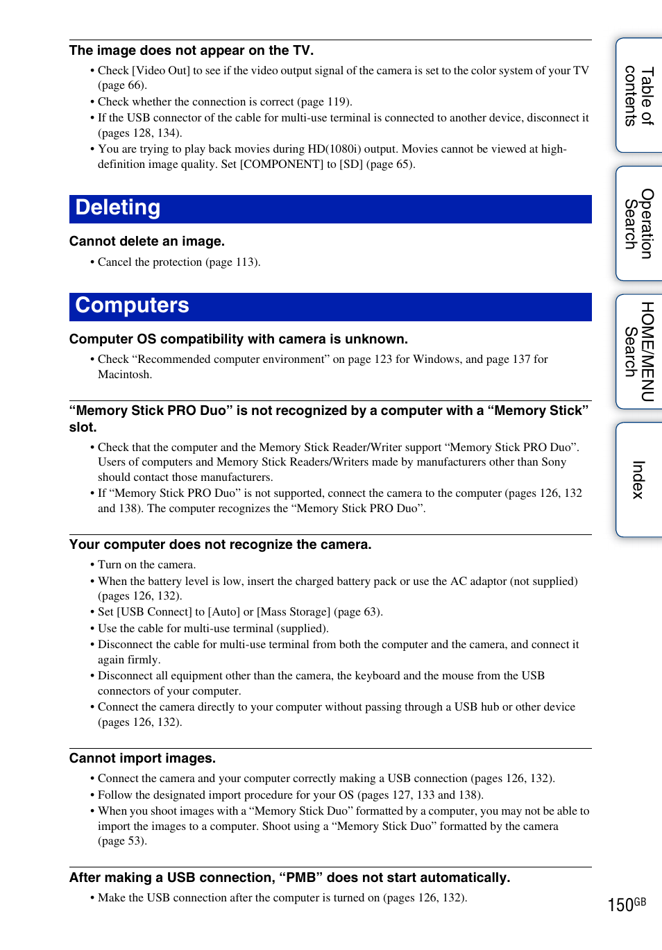 Deleting, Computers, Deleting computers | Sony DSC-T700 User Manual | Page 150 / 170