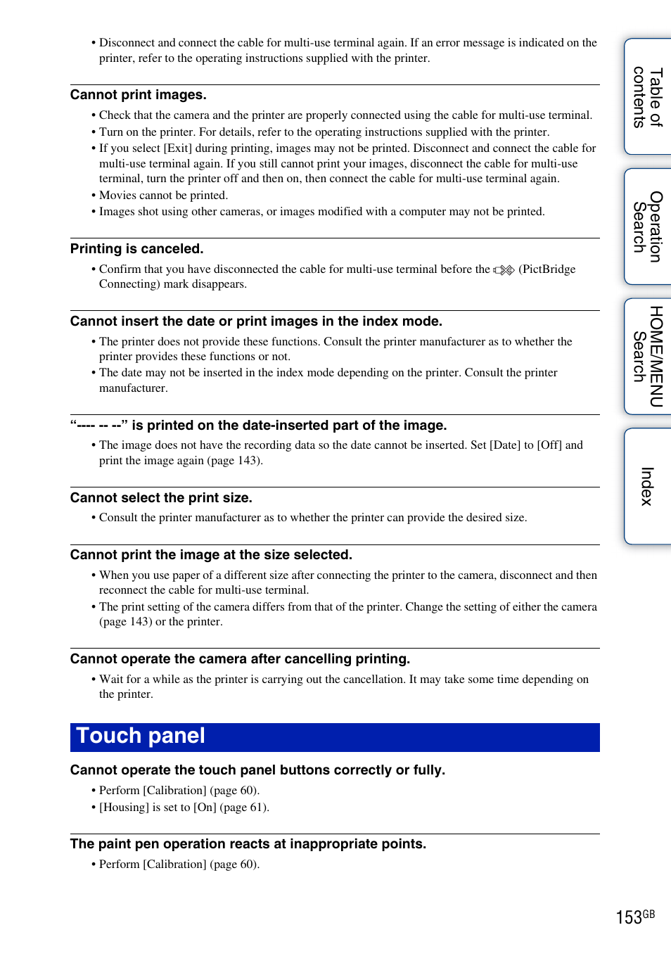 Touch panel | Sony DSC-T700 User Manual | Page 153 / 170