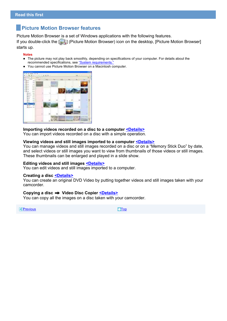 Picture motion browser features | Sony DCR-DVD308 User Manual | Page 4 / 33