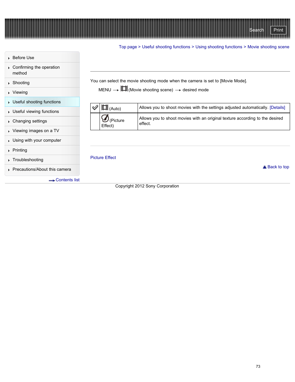 Movie shooting scene, Cyber-shot user guide | Sony DSC-W730 User Manual | Page 80 / 201