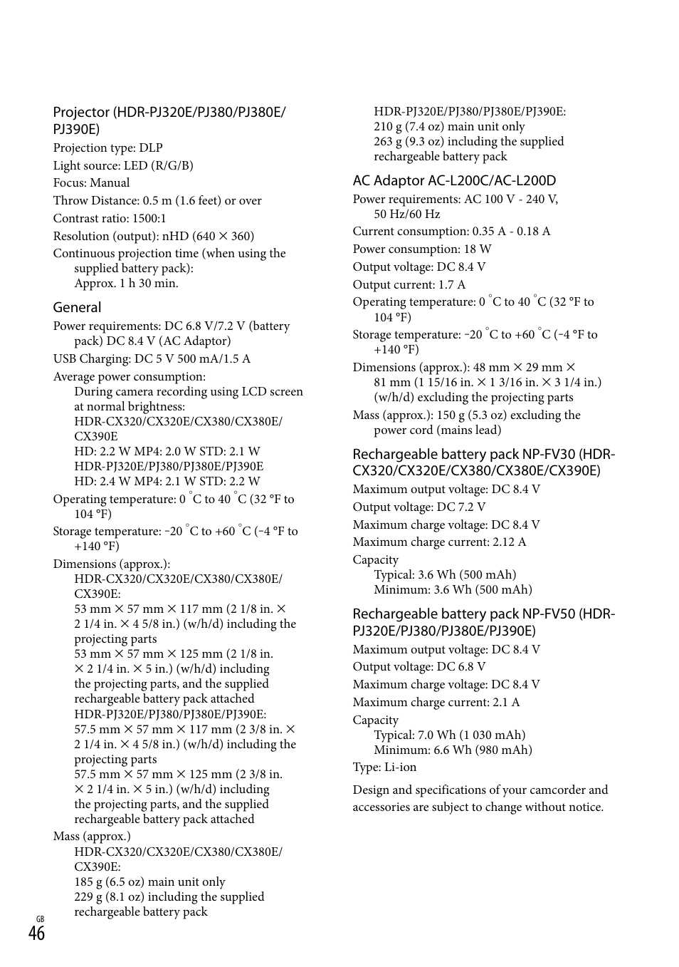 Sony HDR-CX380 User Manual | Page 46 / 52