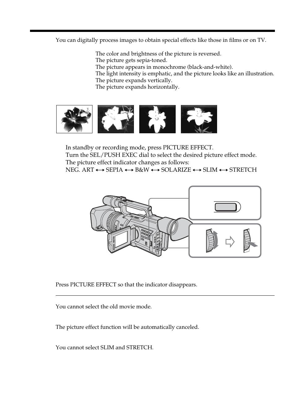 Using special effects – picture effect | Sony DCR-VX2100 User Manual | Page 40 / 176