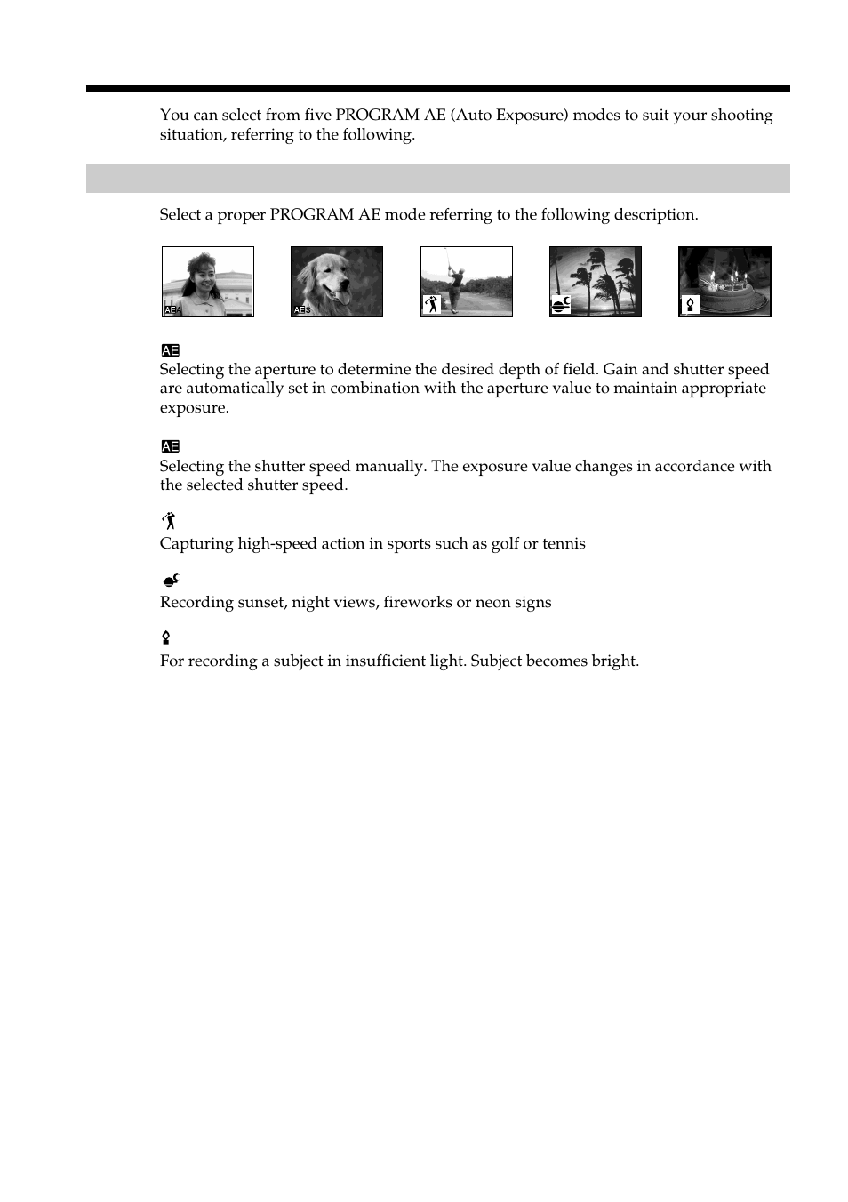 Using the program ae function | Sony DCR-VX2100 User Manual | Page 56 / 176