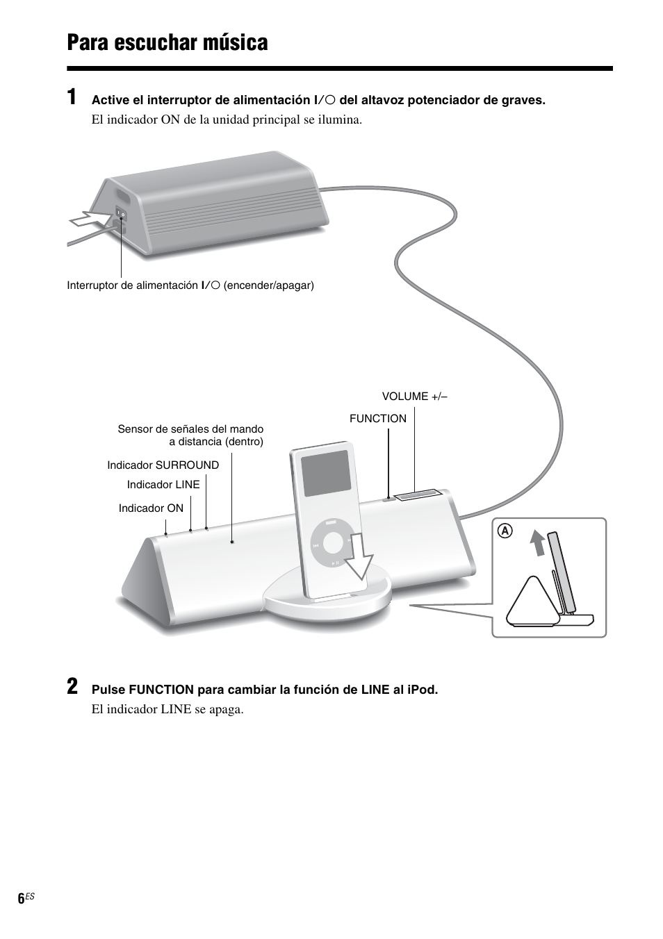 Para escuchar música, Para escuchar música 1 | Sony CPF-IP001 User Manual | Page 22 / 100