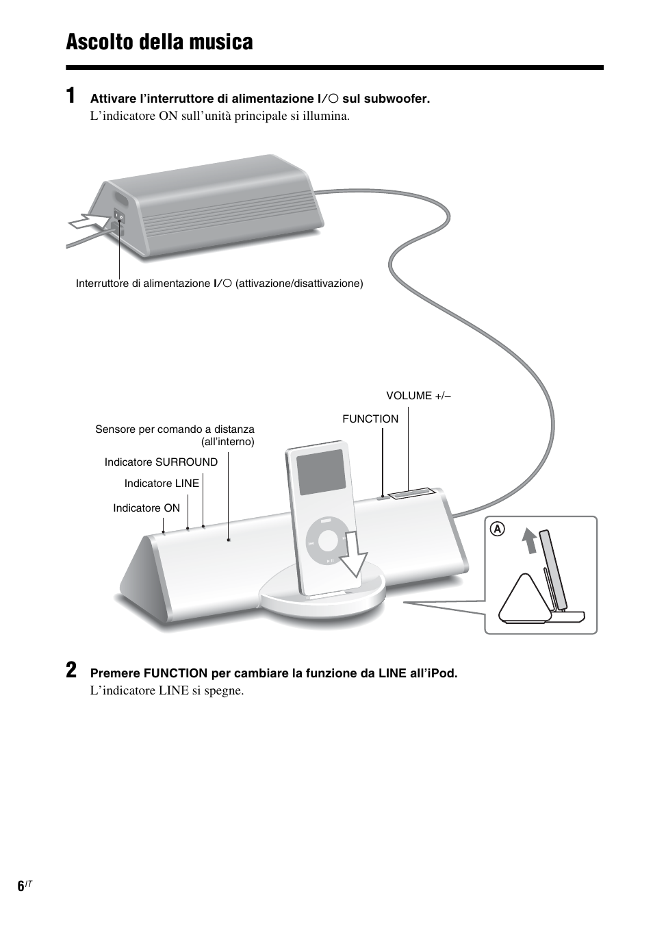 Ascolto della musica, Ascolto della musica 1 | Sony CPF-IP001 User Manual | Page 46 / 100