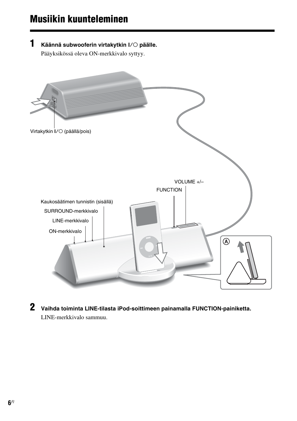 Musiikin kuunteleminen, Musiikin kuunteleminen 1 | Sony CPF-IP001 User Manual | Page 78 / 100
