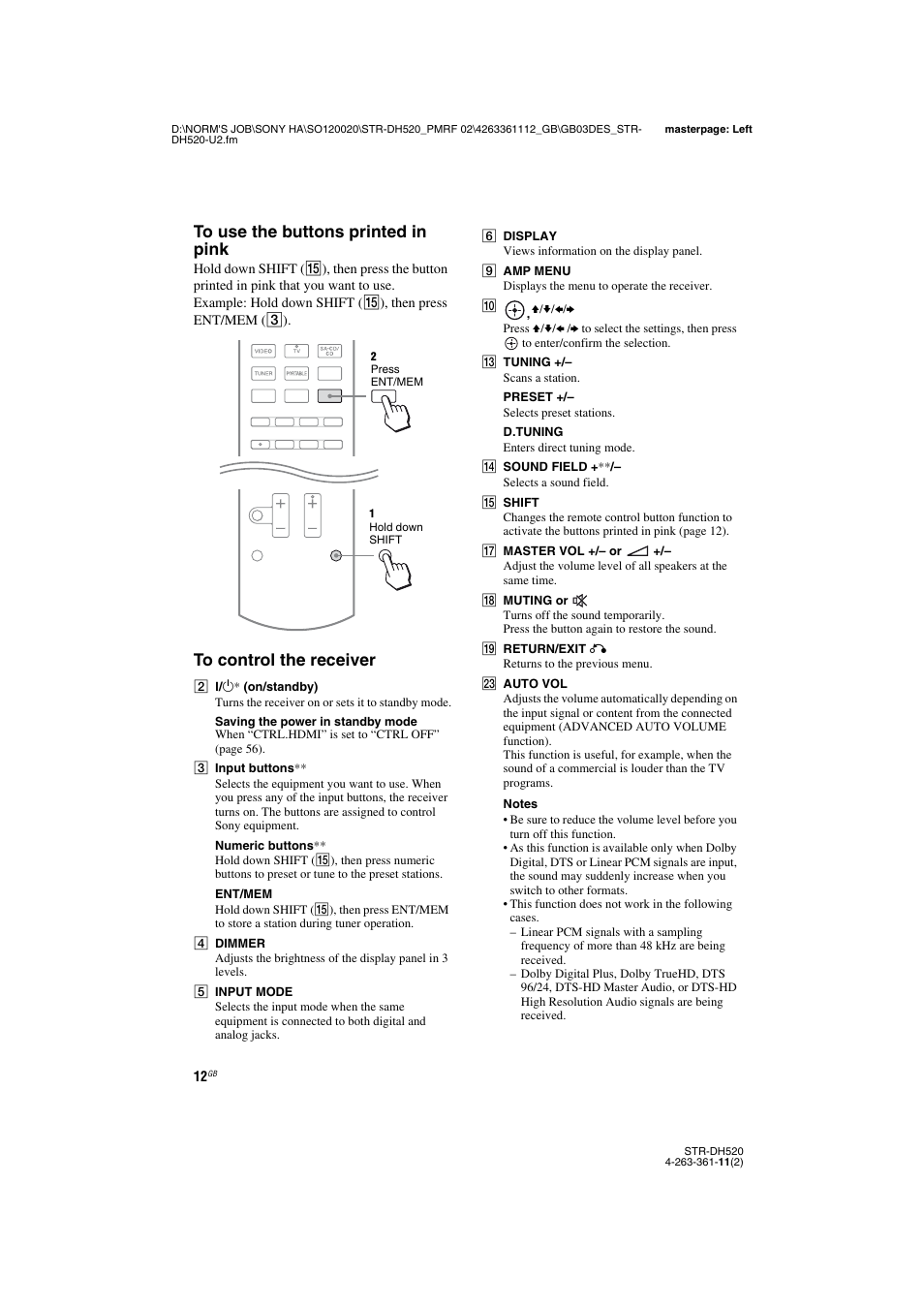 Sony STR-DH520 User Manual | Page 12 / 72