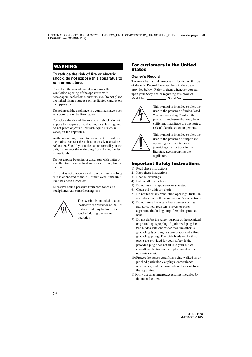 Sony STR-DH520 User Manual | Page 2 / 72