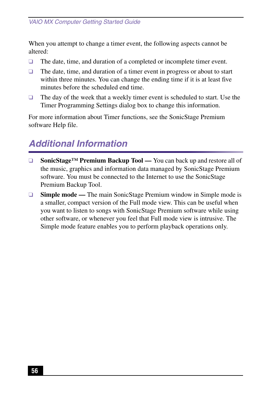 Additional information | Sony PCV-MXS10 User Manual | Page 56 / 105