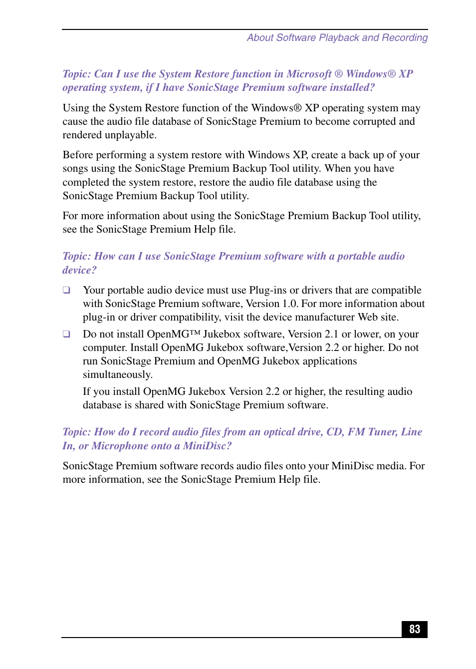 Sony PCV-MXS10 User Manual | Page 83 / 105