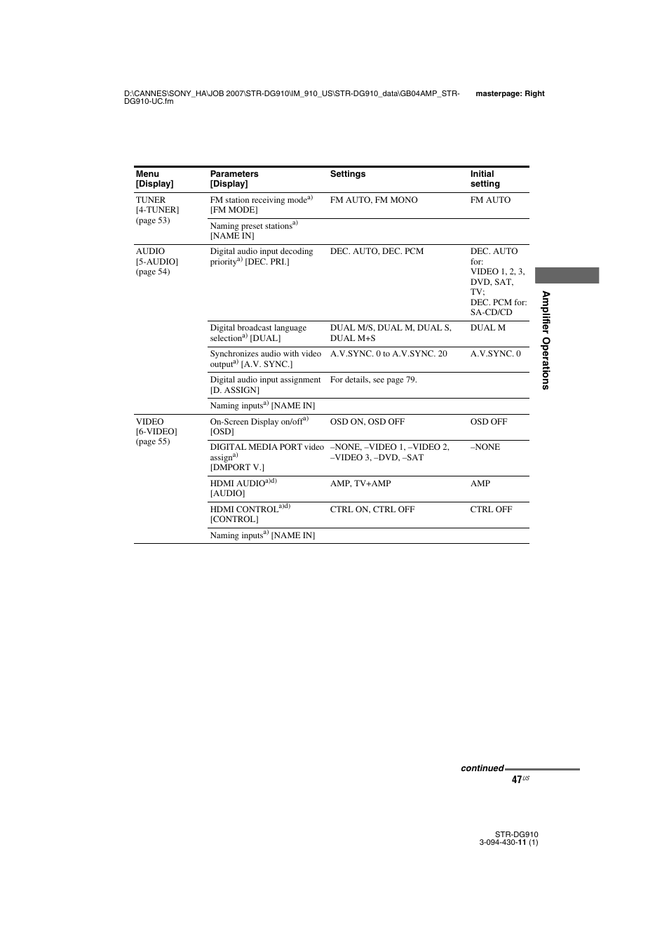 Sony STR-DG910 User Manual | Page 47 / 100