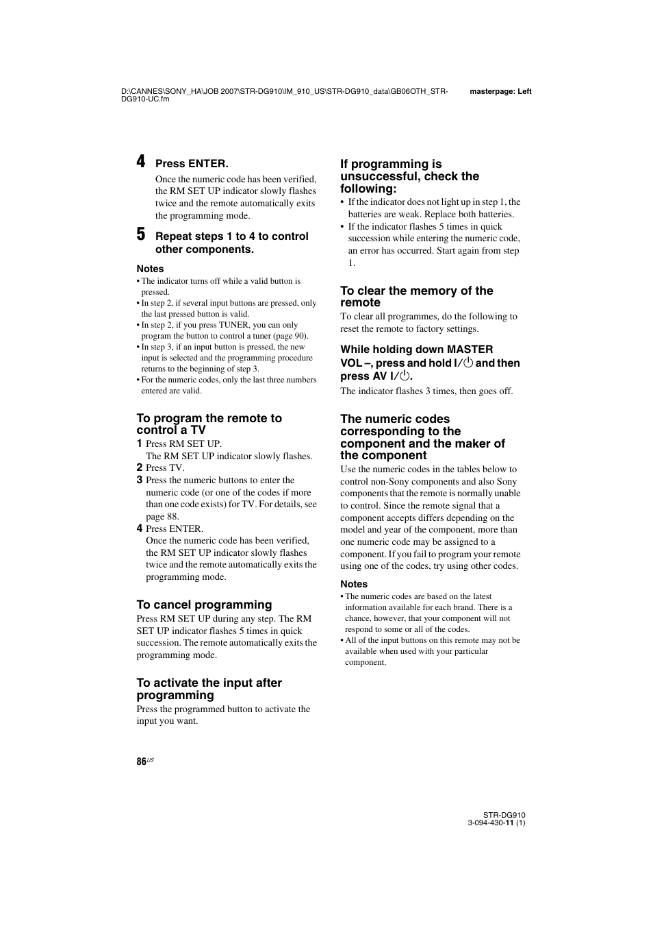 Sony STR-DG910 User Manual | Page 86 / 100
