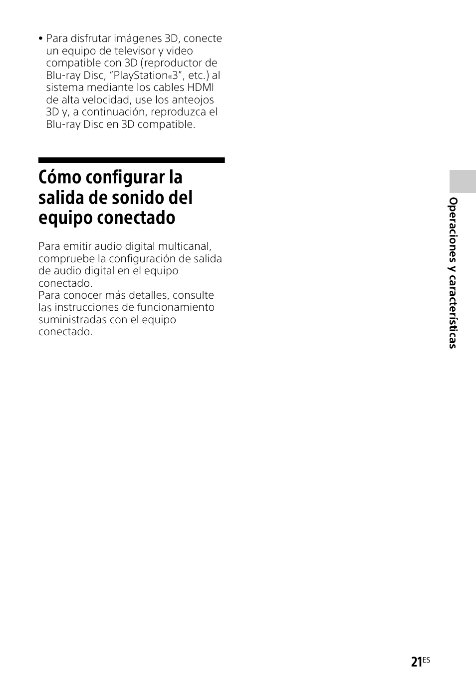 Cómo configurar la salida de, Sonido del equipo conectado | Sony HT-CT260H User Manual | Page 91 / 108