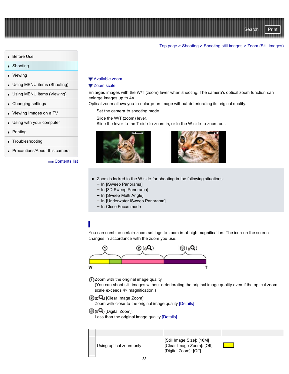 Zoom (still images), Cyber-shot user guide | Sony DSC-TX20 User Manual | Page 38 / 262