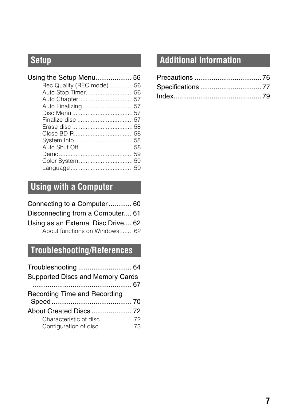 Sony VBD-MA1 User Manual | Page 7 / 84