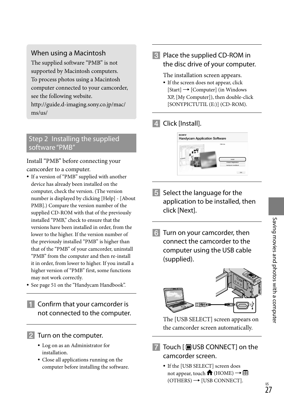 When using a macintosh | Sony HDR-CX100 User Manual | Page 27 / 124