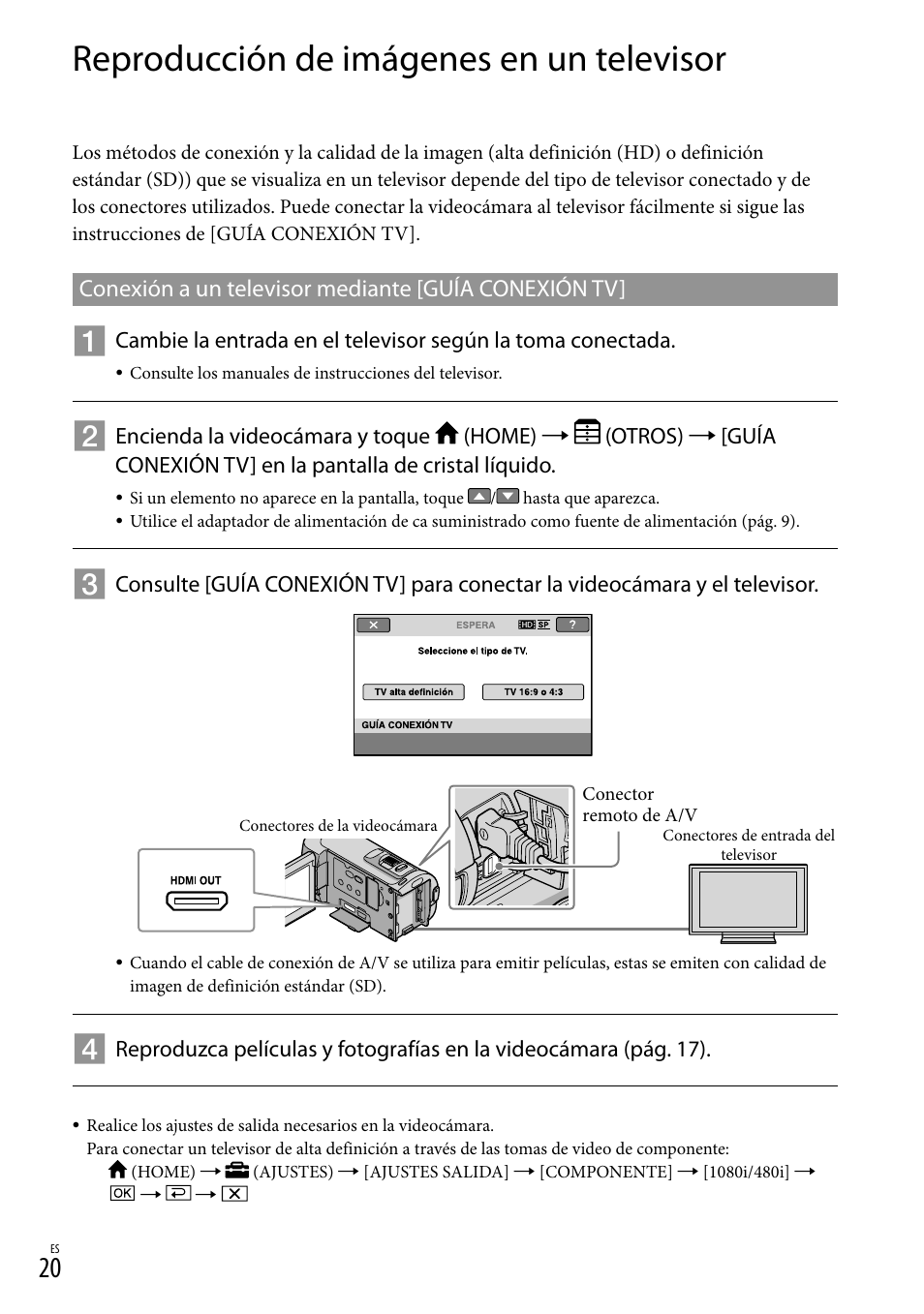 Reproducción de imágenes en un televisor | Sony HDR-CX100 User Manual | Page 82 / 124