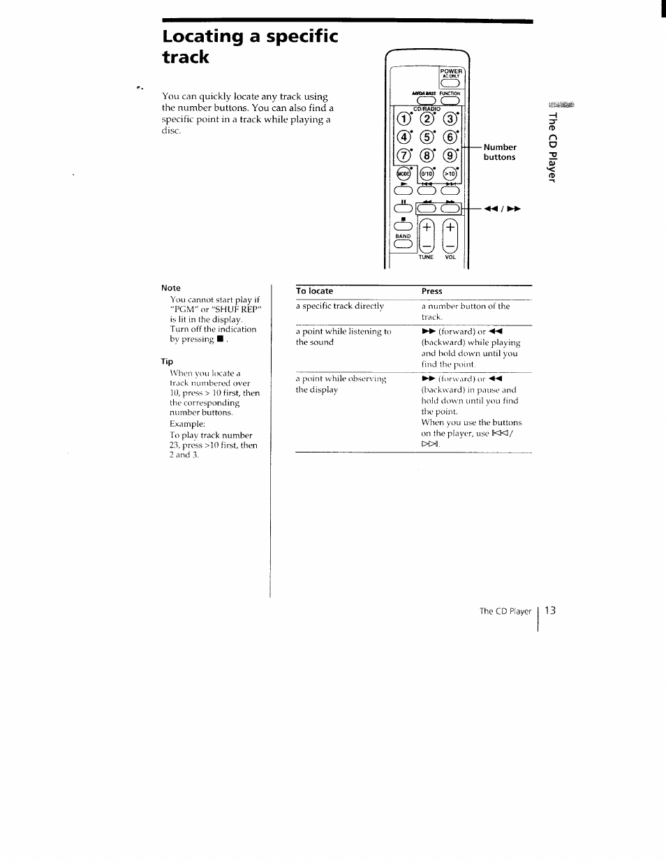 Locating a specific track | Sony CFD-350 User Manual | Page 13 / 27