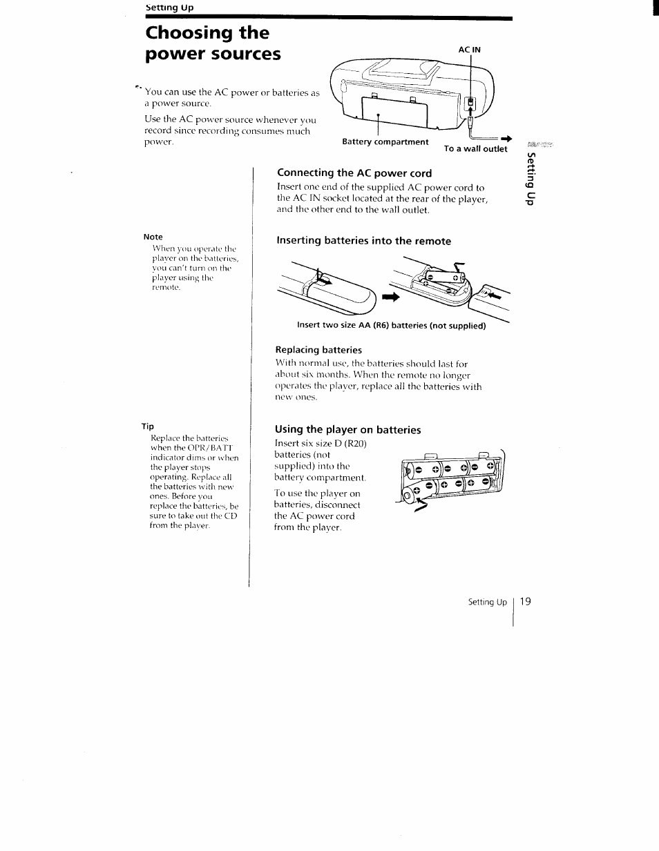 Choosing the power sources | Sony CFD-350 User Manual | Page 19 / 27