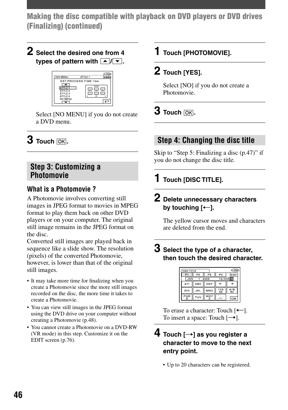 Sony DCR-DVD203 User Manual | Page 46 / 119