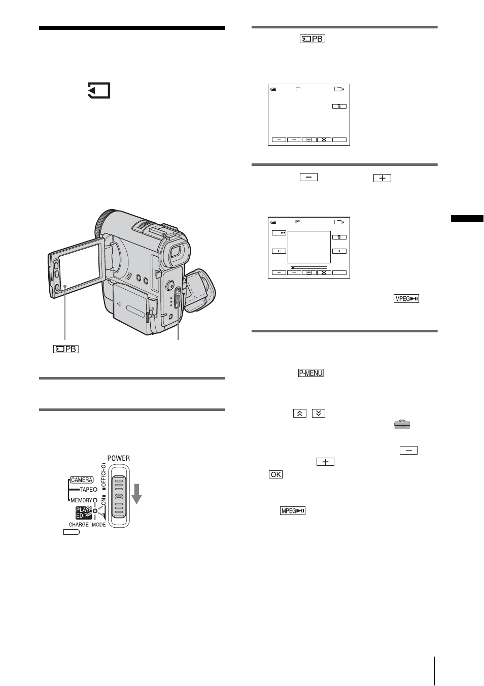 Viewing recordings on a “memory stick duo, Pla yba ck | Sony DCR-PC350 User Manual | Page 53 / 152