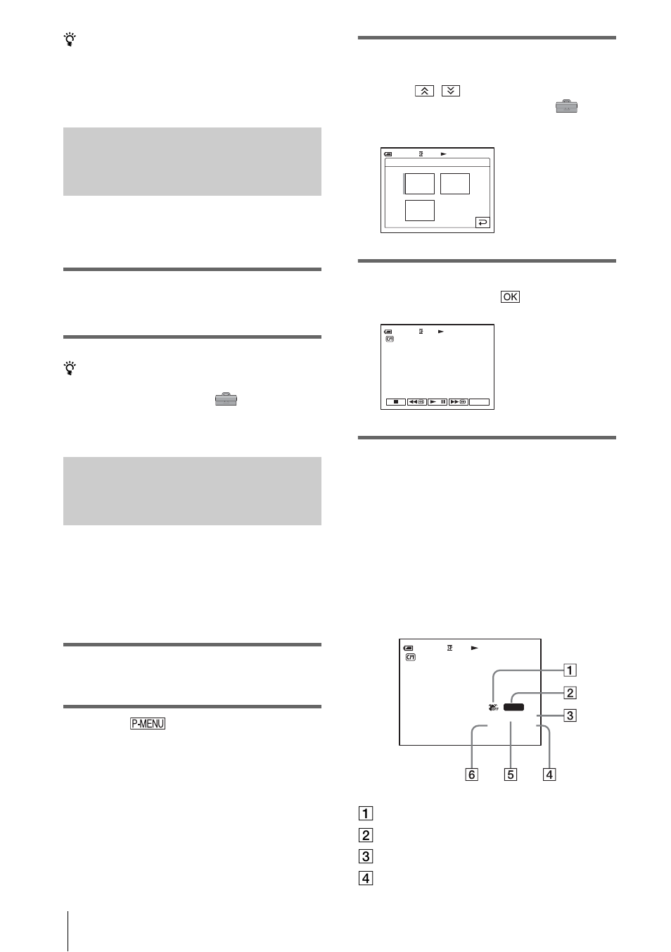 Displaying the screen indicators, P. 58), P. 58) will n | Ng (p. 58), En (p. 58), Camera settings data display | Sony DCR-PC350 User Manual | Page 58 / 152