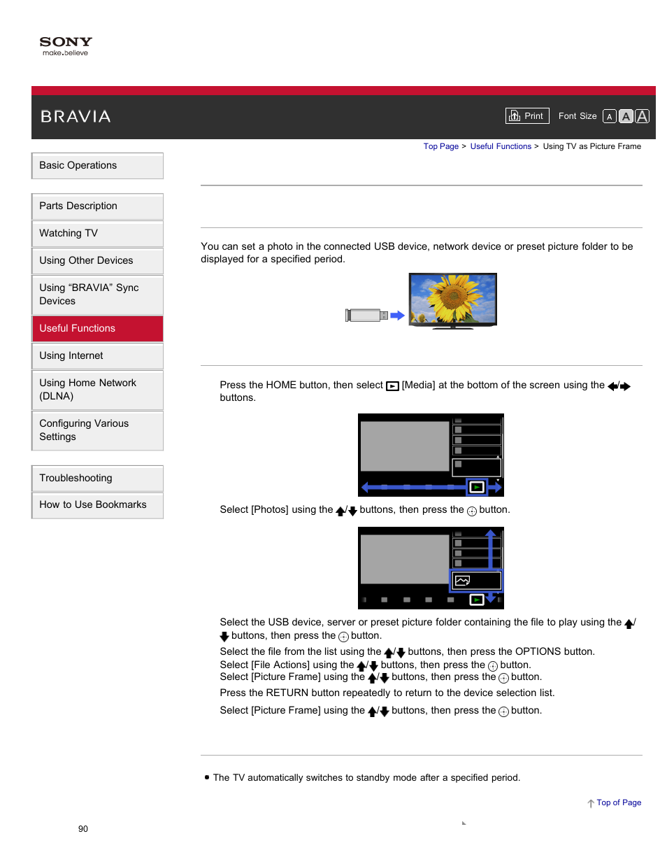 Using tv as picture frame | Sony XBR-84X900 User Manual | Page 95 / 185