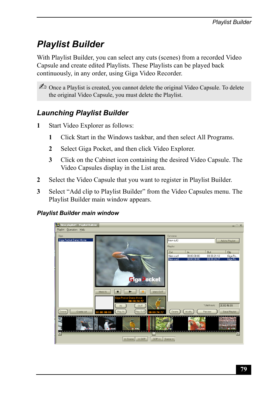 Playlist builder | Sony PCV-MXS20 User Manual | Page 79 / 113