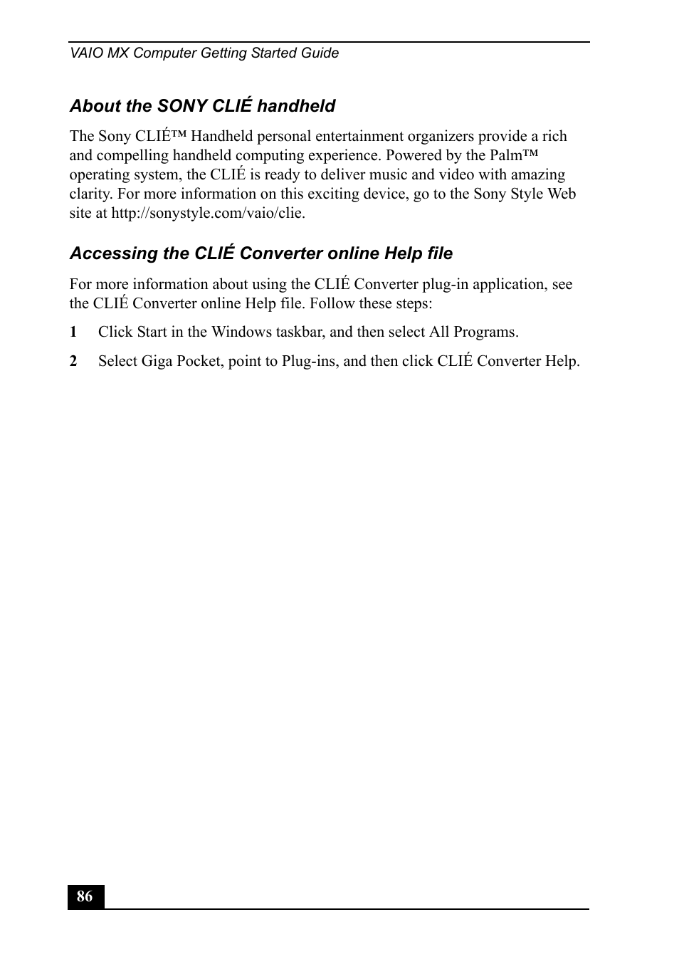 Sony PCV-MXS20 User Manual | Page 86 / 113