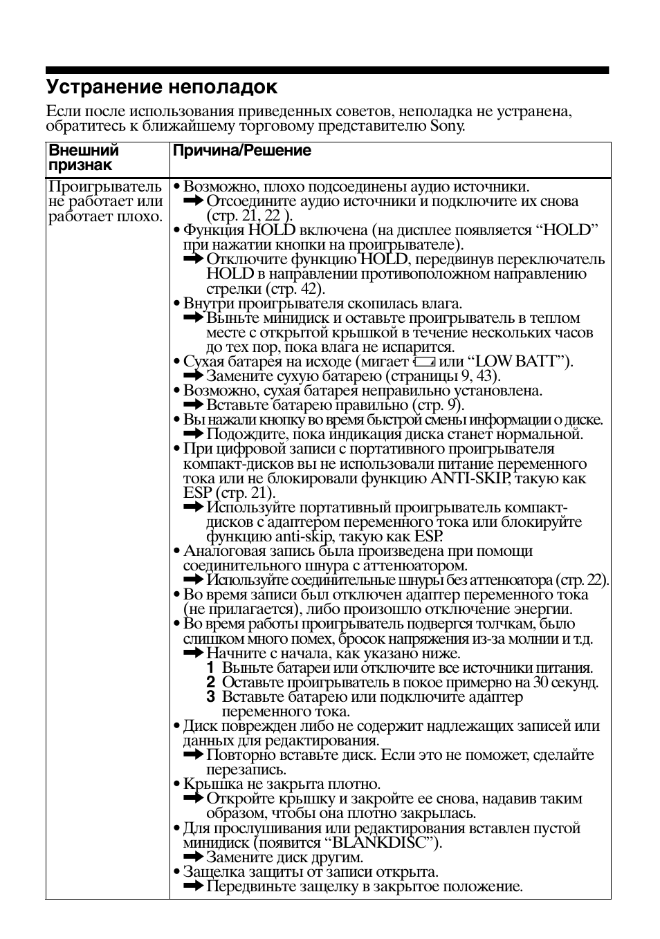 Устранение неполадок | Sony MZ-B100 User Manual | Page 155 / 164
