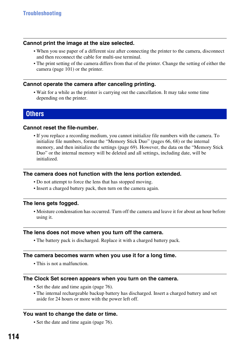O 114, Others | Sony DSC-W130 User Manual | Page 114 / 128