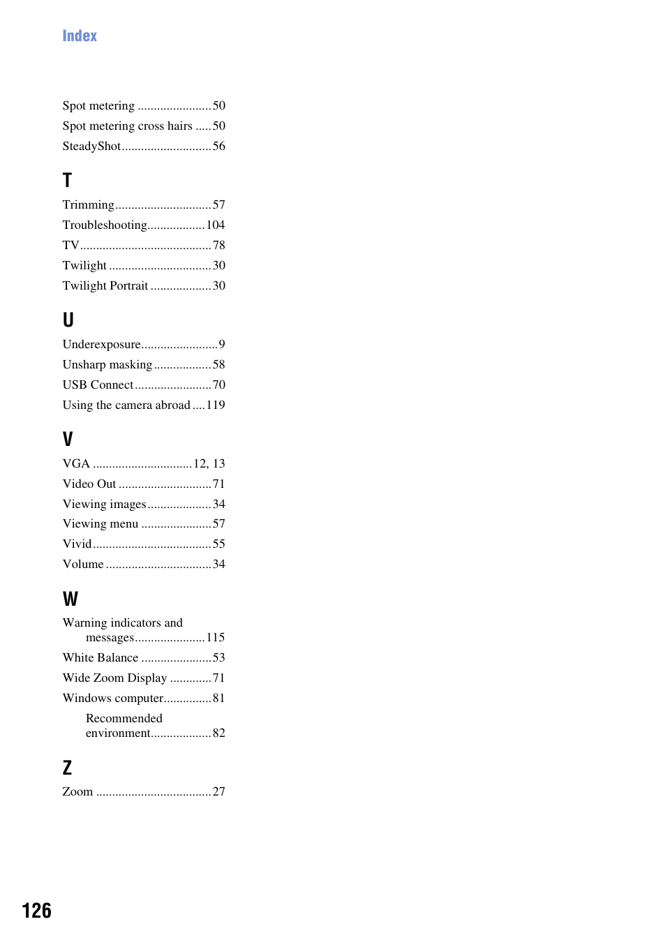 Sony DSC-W130 User Manual | Page 126 / 128
