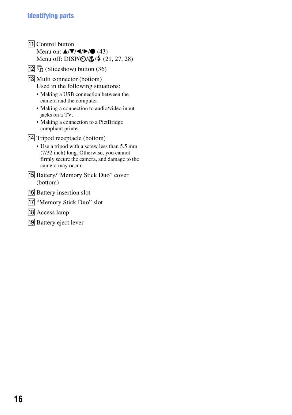Sony DSC-W130 User Manual | Page 16 / 128