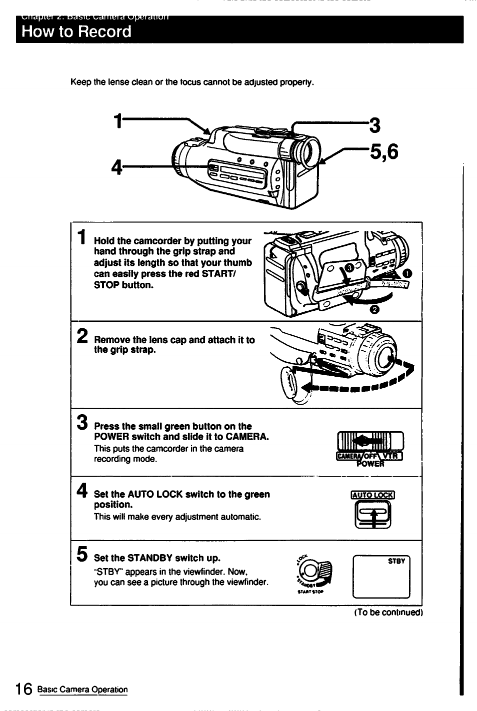 How to record | Sony CCD-FX510 User Manual | Page 16 / 76