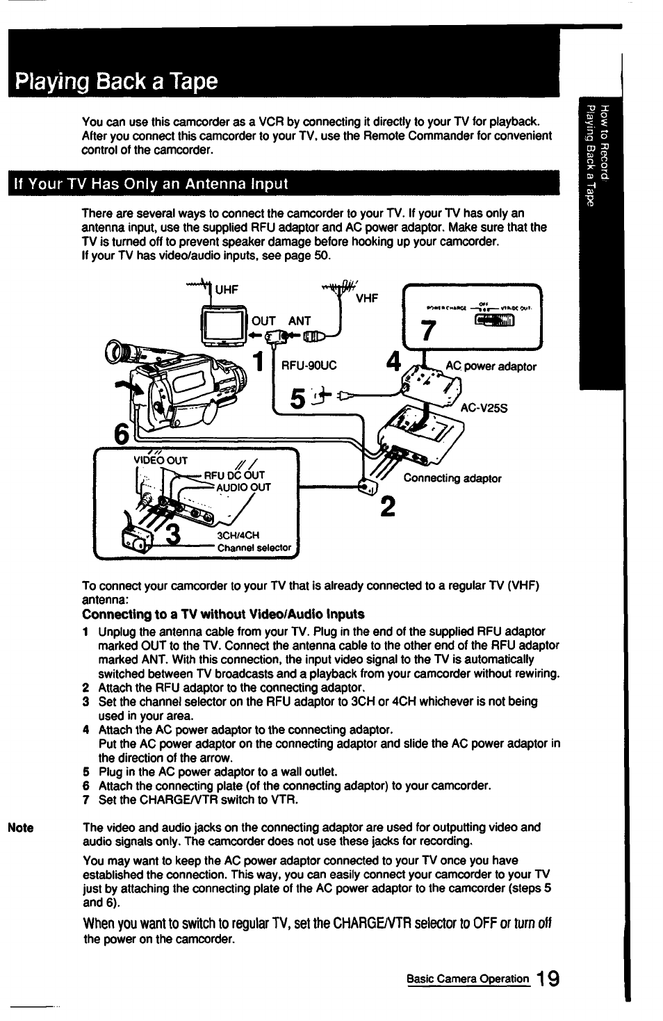 Playing back a tape | Sony CCD-FX510 User Manual | Page 19 / 76