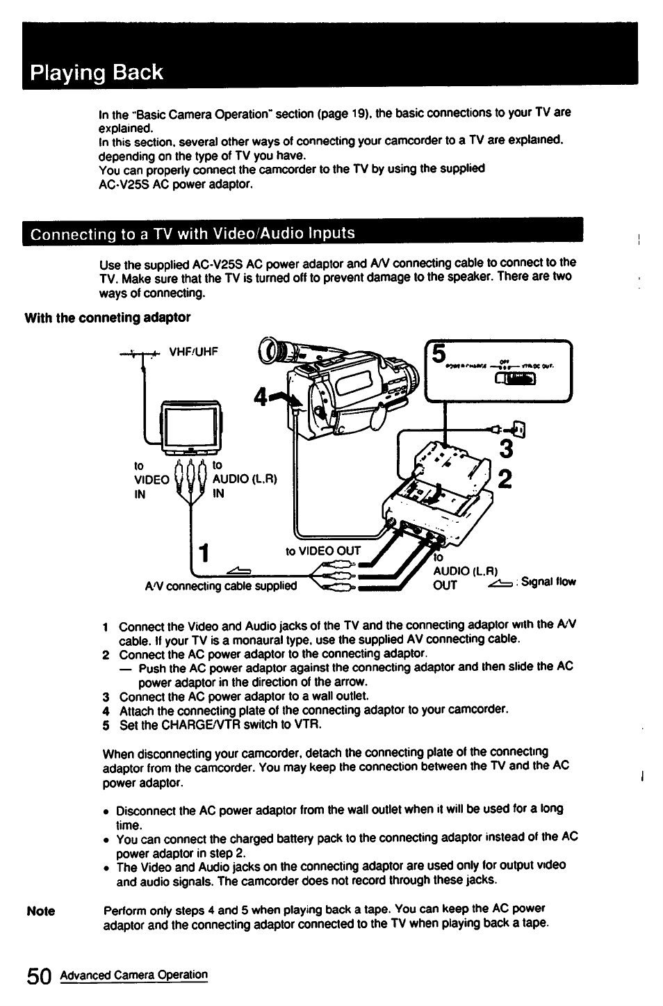 Playing back | Sony CCD-FX510 User Manual | Page 50 / 76