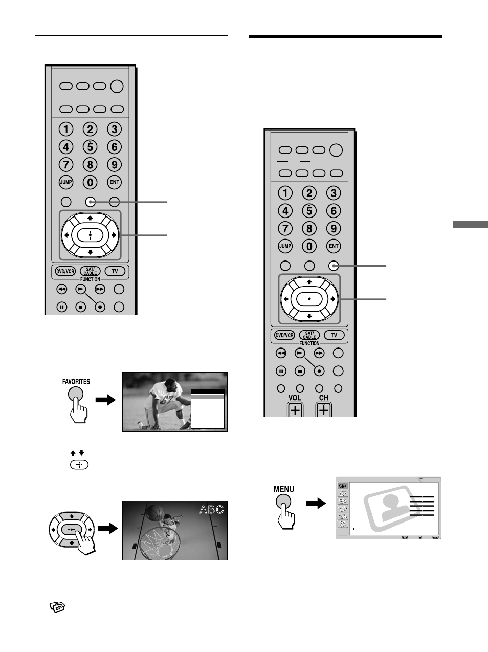 Watching favorite channels, Using the channel label feature, A b c | Watching the tv, Press menu | Sony KE-42M1 User Manual | Page 55 / 84