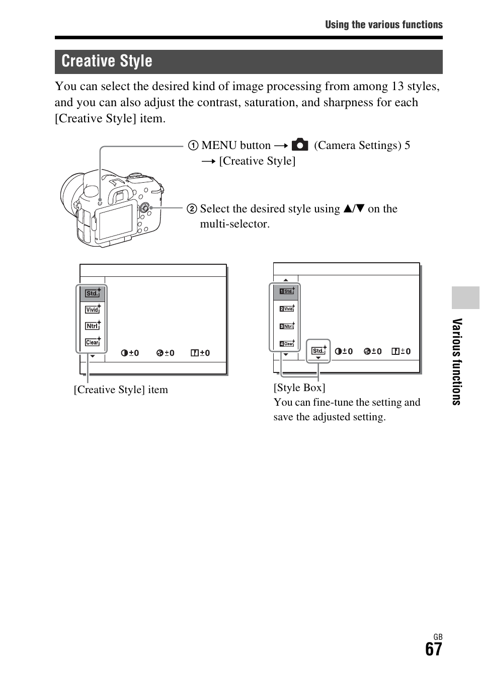 Creative style, E (67) | Sony ILCA-77M2Q User Manual | Page 67 / 92