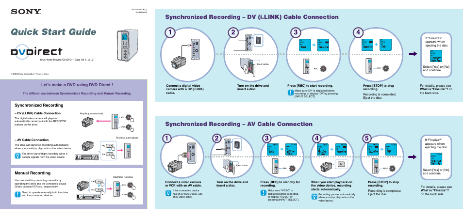 Sony VRD-VC20 User Manual | 2 pages