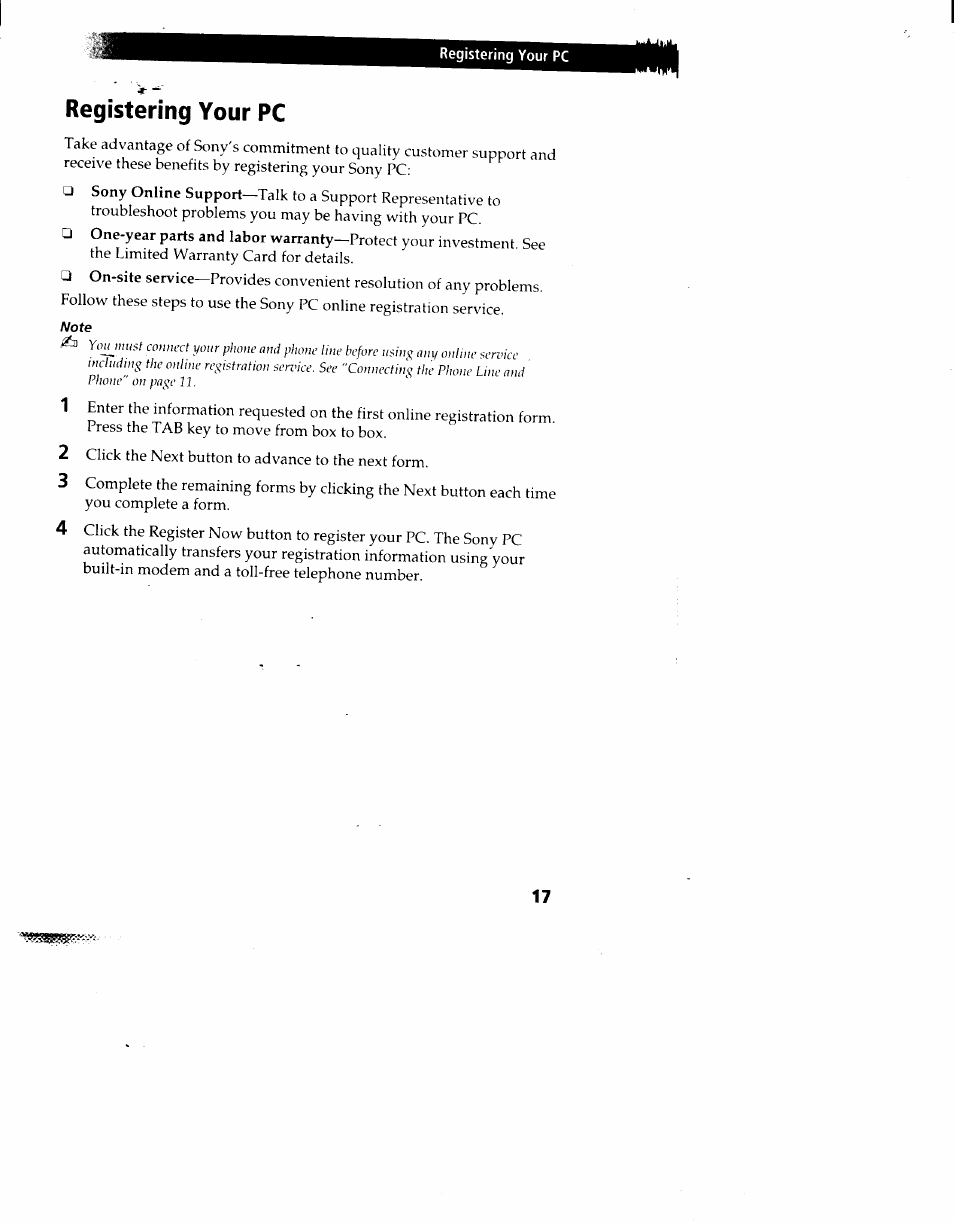 Registering your pc | Sony PCV-90 User Manual | Page 24 / 155
