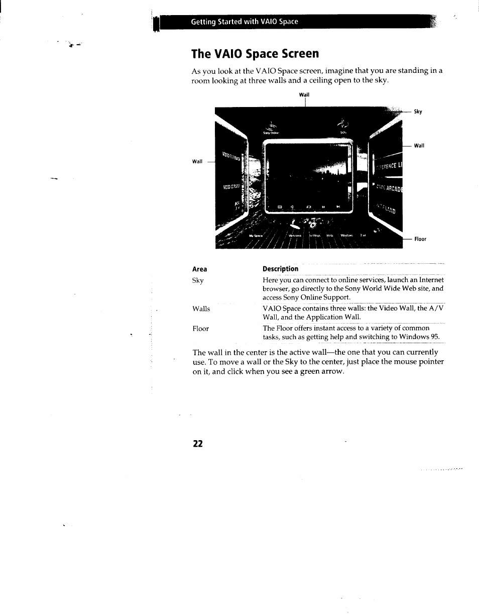 The vaio space screen | Sony PCV-90 User Manual | Page 29 / 155