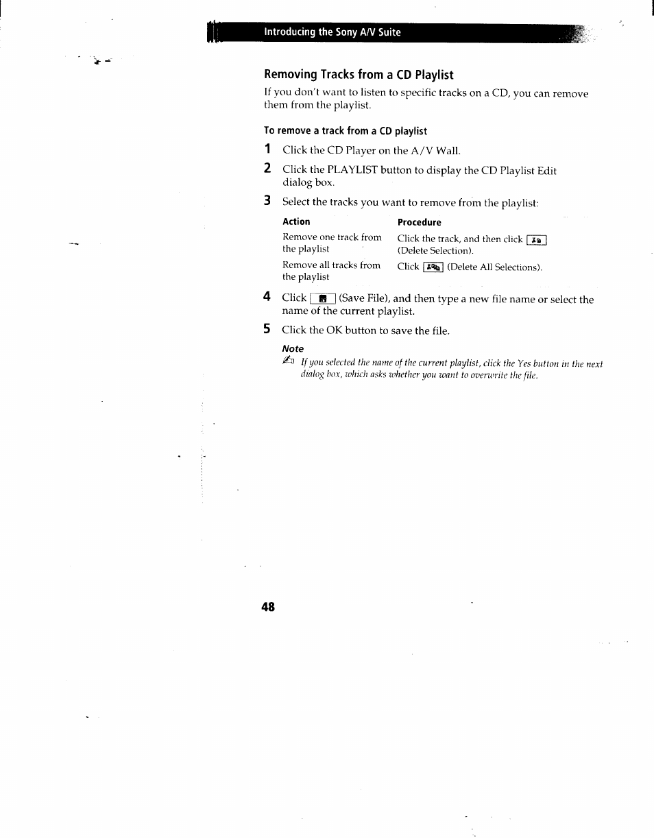 Removing tracks from a cd playlist, To remove a track from a cd playlist | Sony PCV-90 User Manual | Page 55 / 155