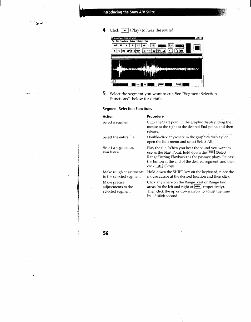 Segment selection functions, Procedure, Ml a i ► i | Sony PCV-90 User Manual | Page 63 / 155