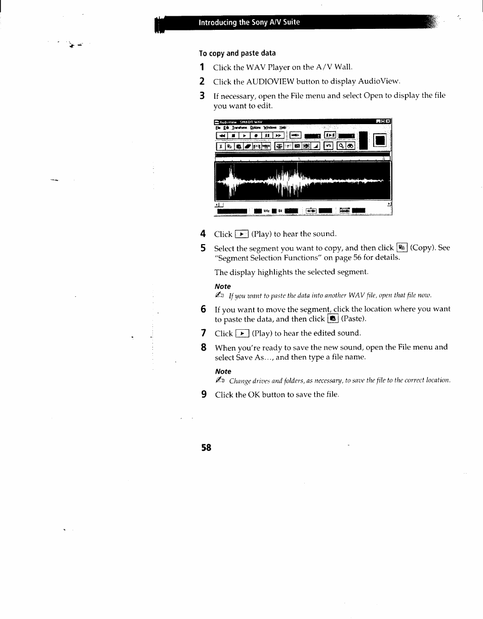To copy and paste data, I >- i | Sony PCV-90 User Manual | Page 65 / 155
